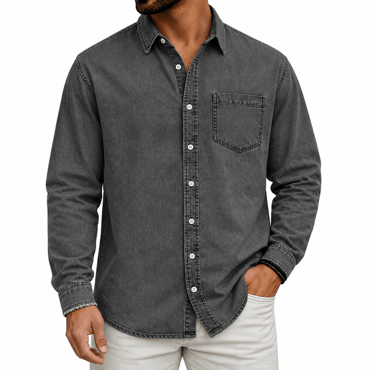 Markrem - Camicia in Denim Con Tasca Frontale
