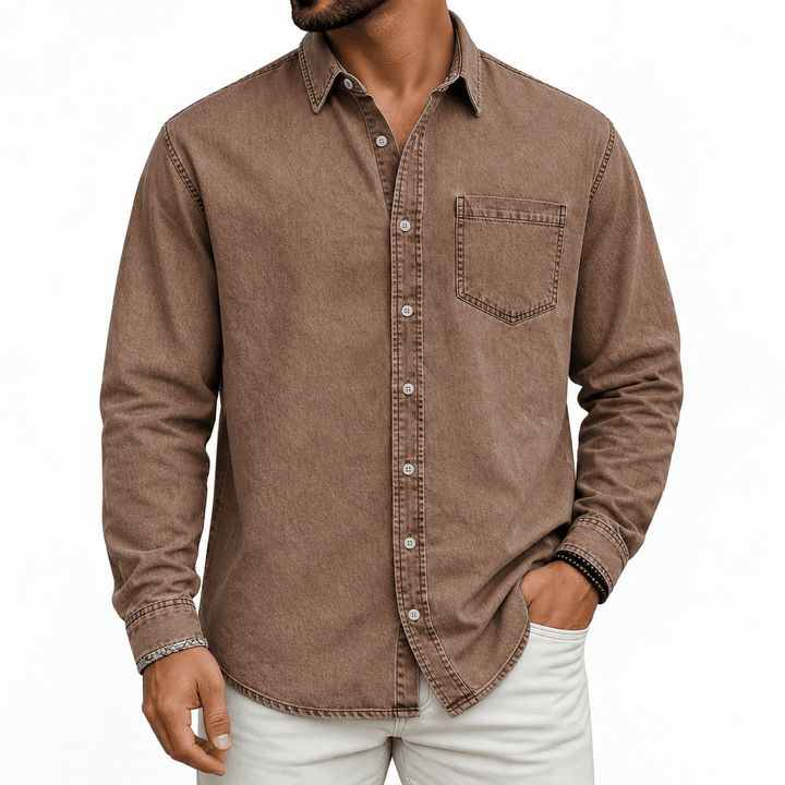 Markrem - Camicia in Denim Con Tasca Frontale