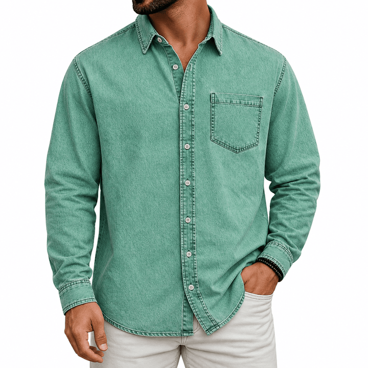Markrem - Camicia in Denim Con Tasca Frontale