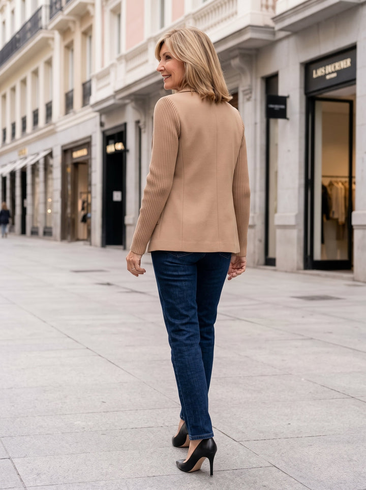 Nahide - Blazer con Maniche a Costine e Collo Con Revers