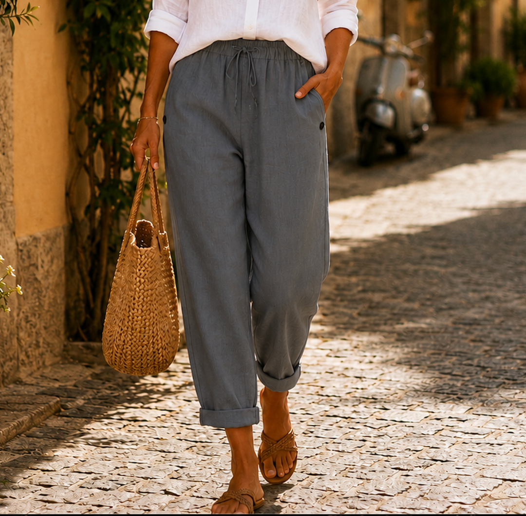 Pillina - Pantaloni In Lino Con Coulisse in Vita