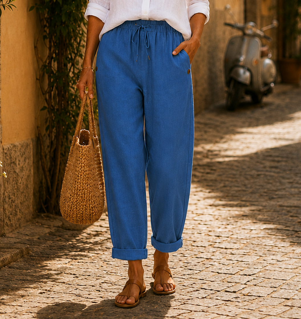 Pillina - Pantaloni In Lino Con Coulisse in Vita