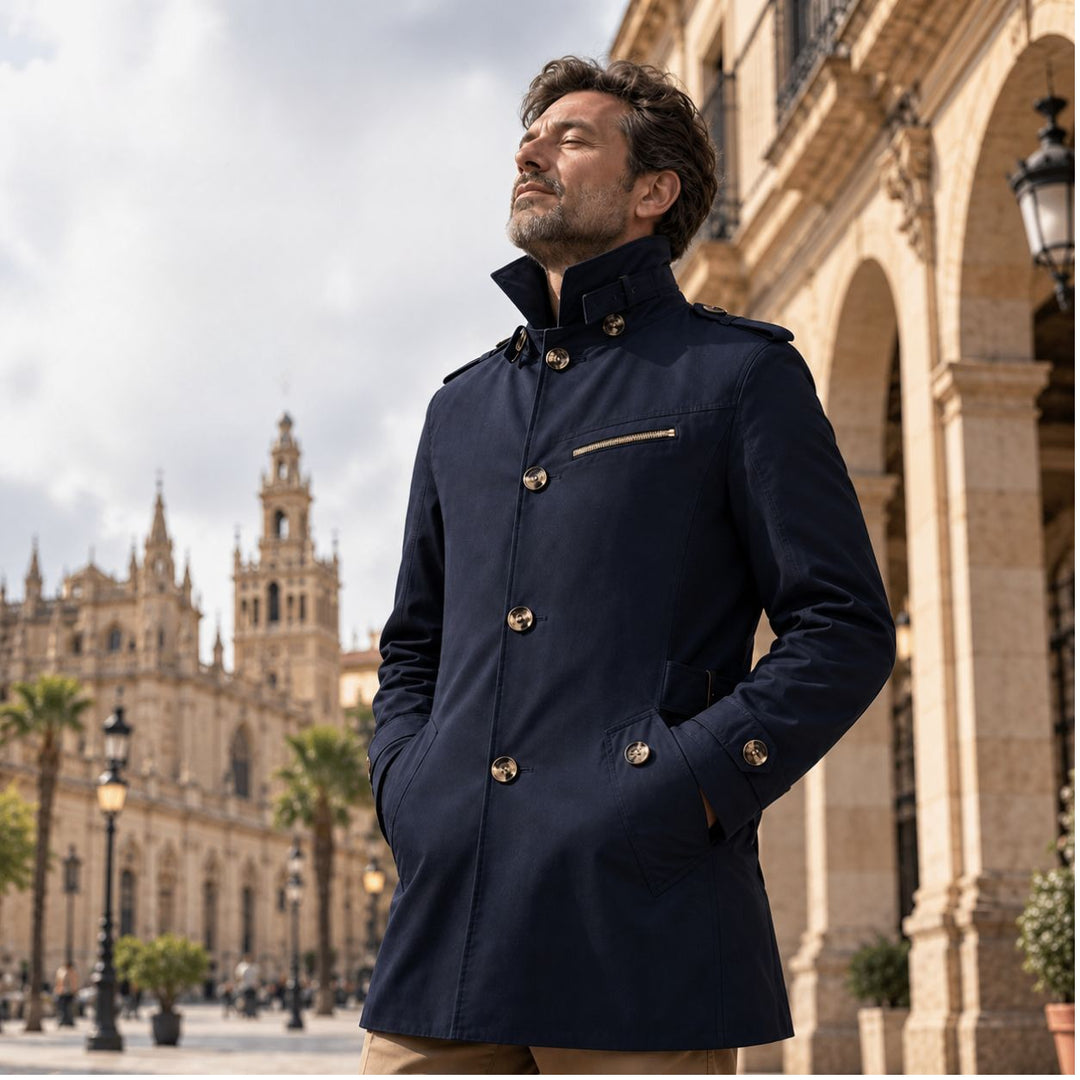 Alpaslan - Cappotto Con Collo a V e Chiusura Con Bottoni