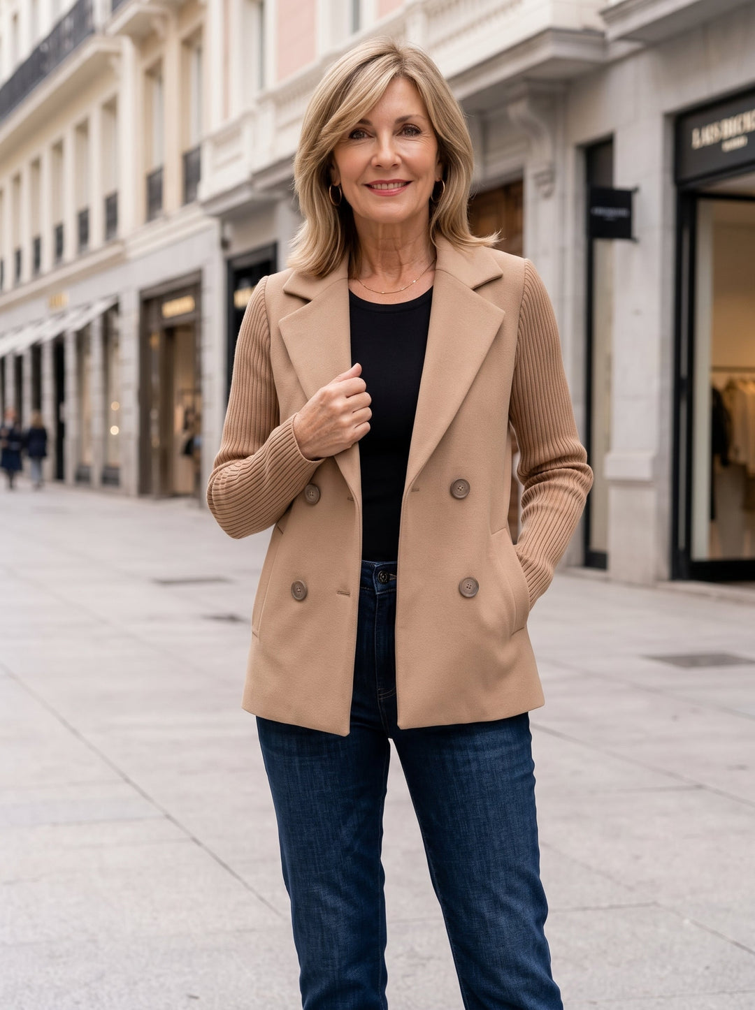 Nahide - Blazer con Maniche a Costine e Collo Con Revers