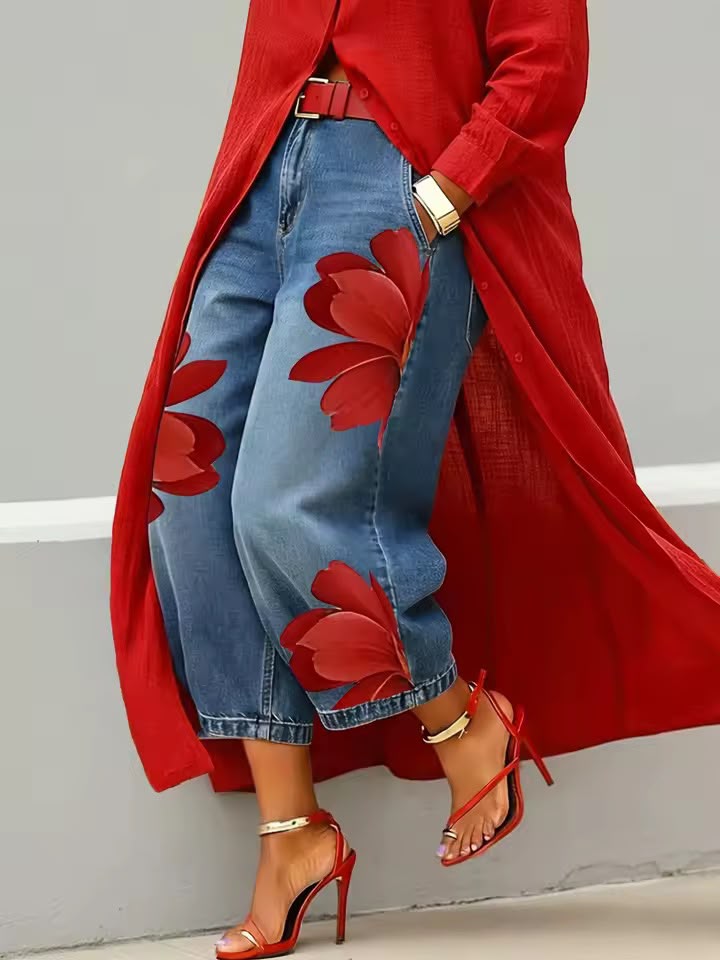 Makellah - Jeans Casual a Fantasia Floreale