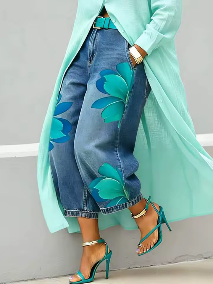 Makellah - Jeans Casual a Fantasia Floreale