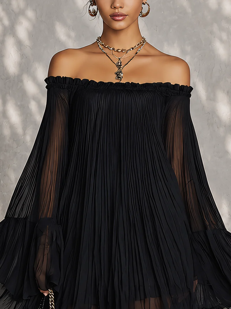 Virelia - Mini Abito Con Maniche a Campana Arricciate