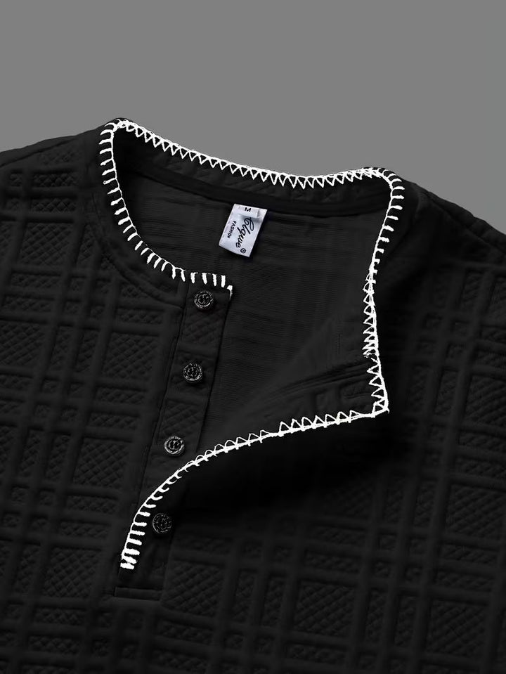 Layton - Maglietta Henley a Maniche Corte Con Effetto Testurizzato
