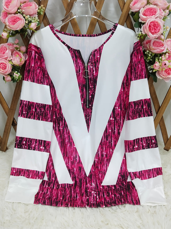 Kyna - Maglia a Maniche Lunghe Con Motivo Artistico E Cerniera