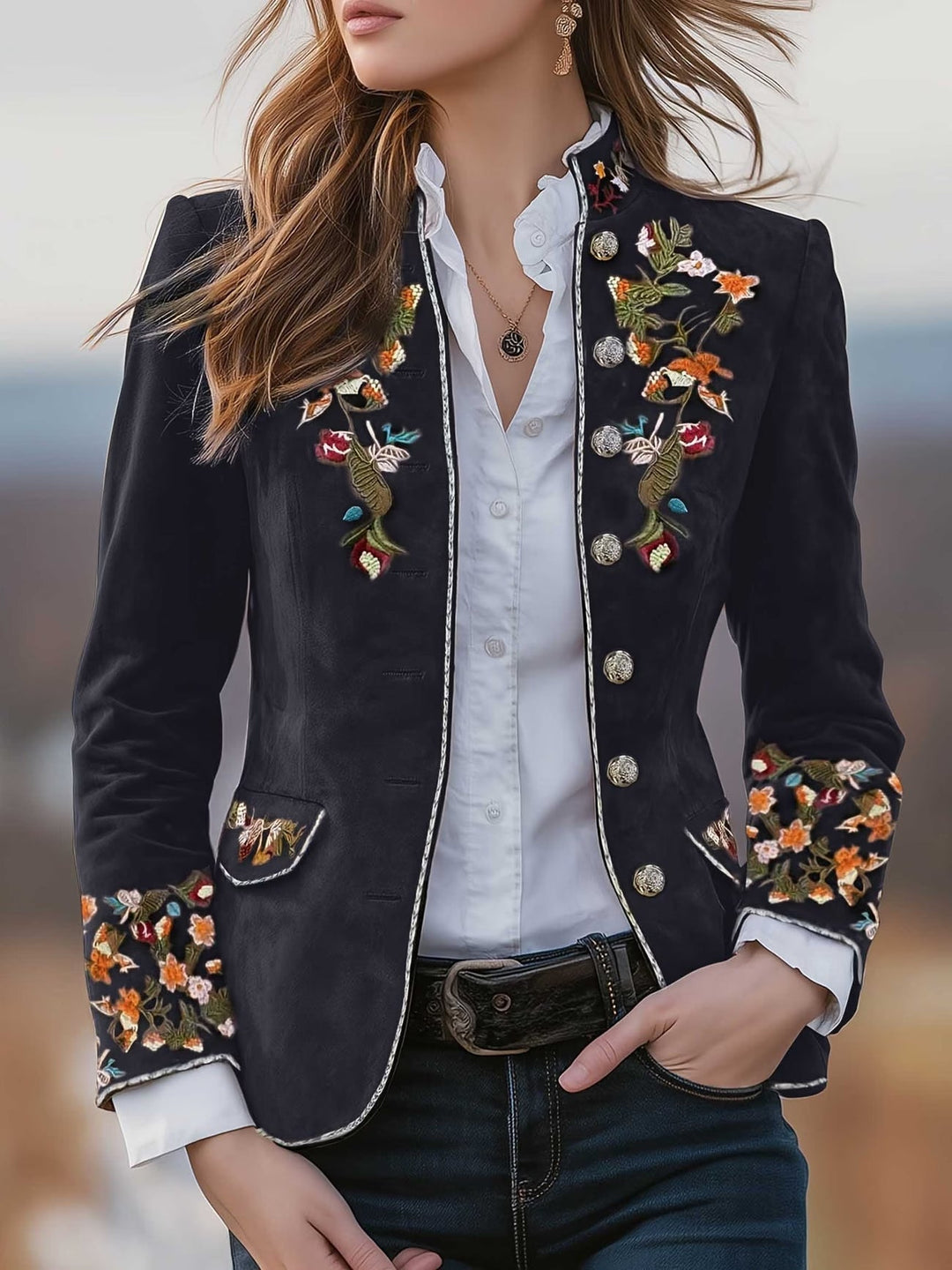 Anisaa - Giacca Elegante Con Collo Alto