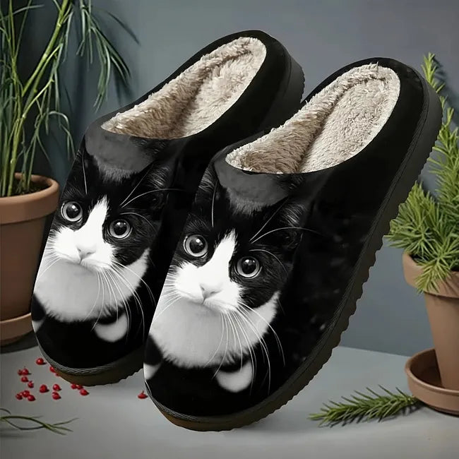 Miane - Eleganti Pantofole Con Stampa a Gatti