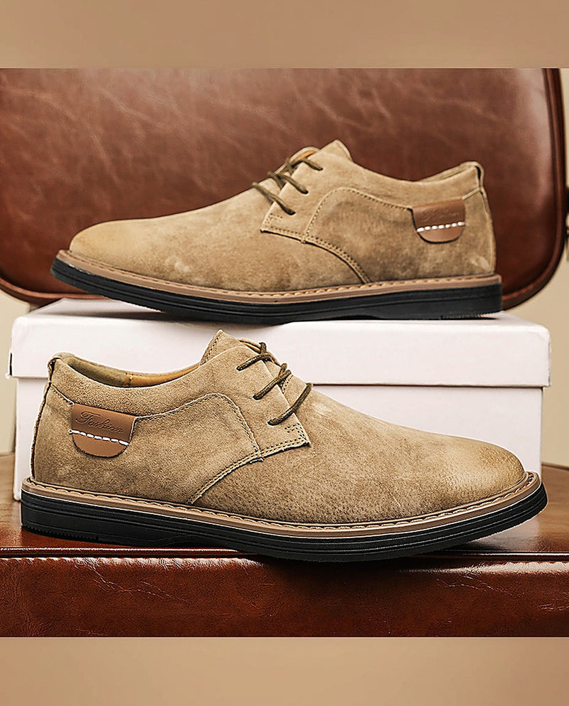 Erling - Scarpe Stringate in Pelle Scamosciata Con Cuciture a Contrasto