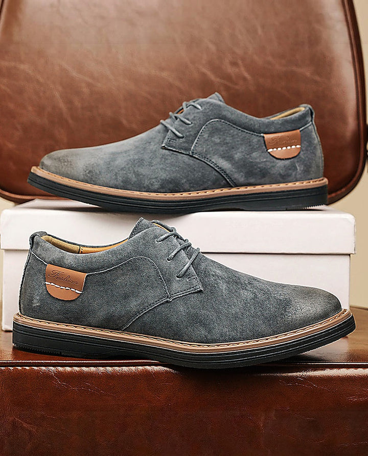 Erling - Scarpe Stringate in Pelle Scamosciata Con Cuciture a Contrasto