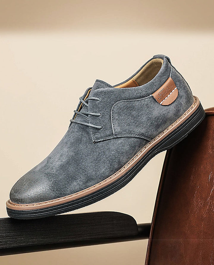 Erling - Scarpe Stringate in Pelle Scamosciata Con Cuciture a Contrasto