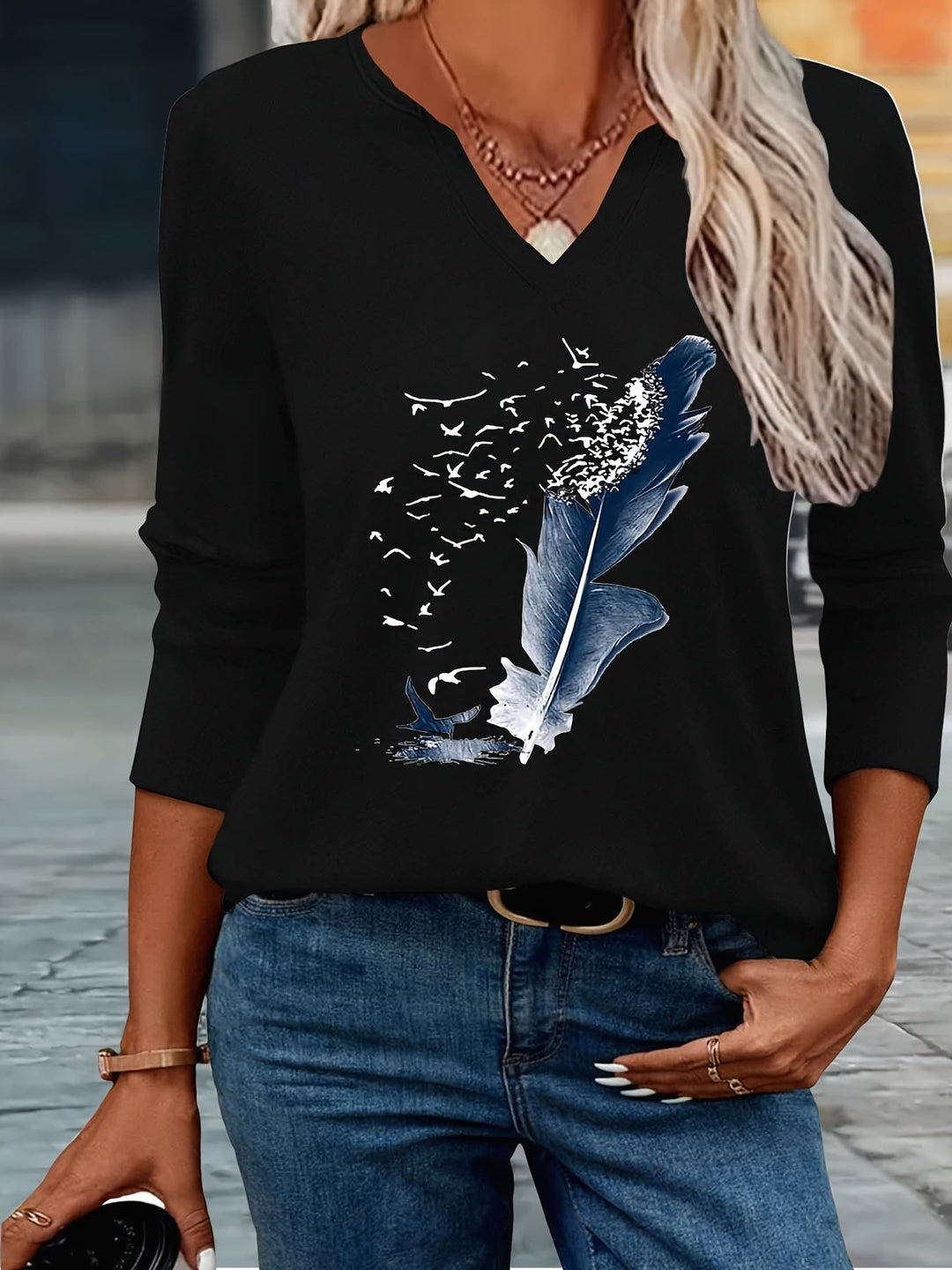 Amandine - Camicia Estiva Alla Moda Con Scollo a V