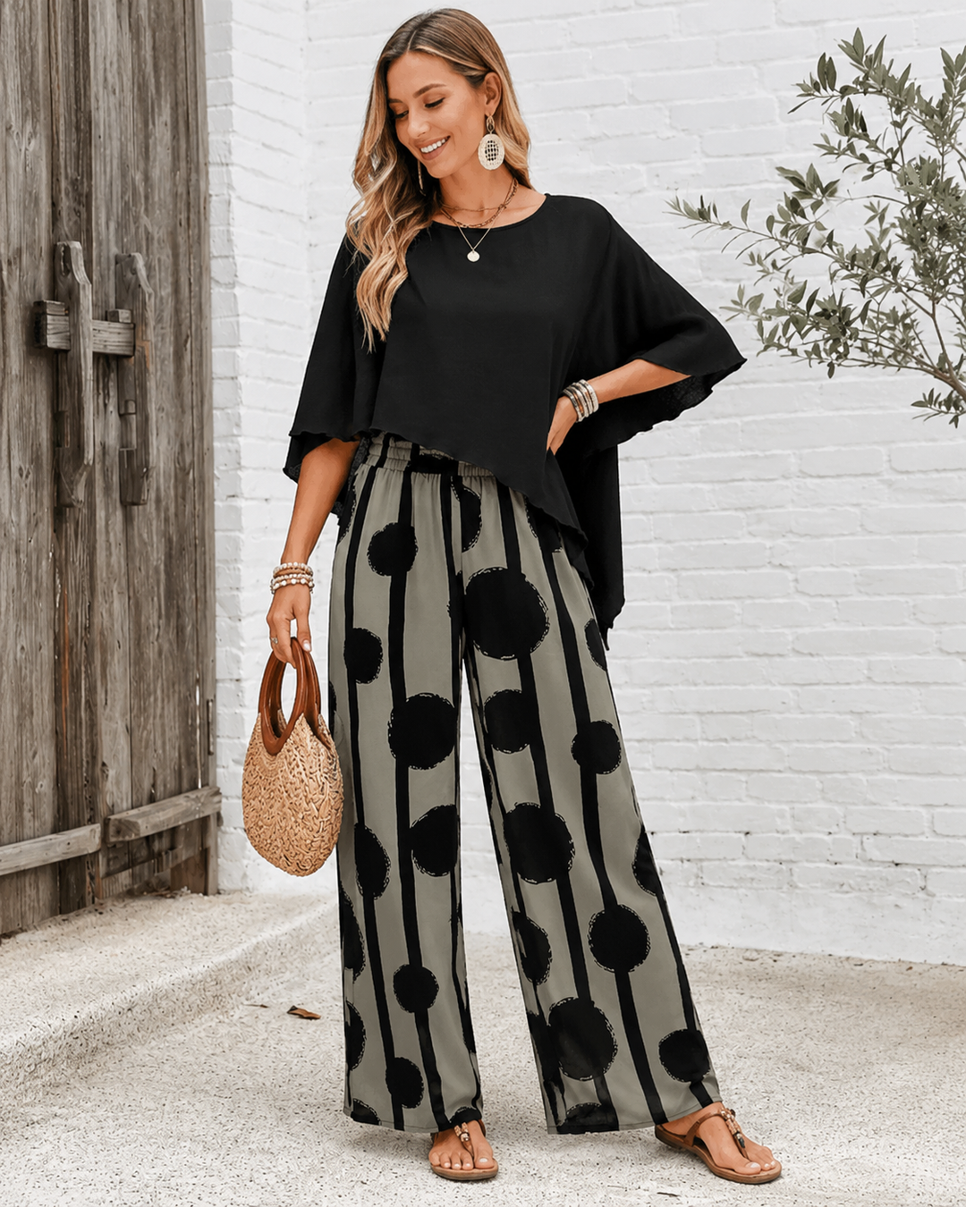 Rolande - Set Di Due Capi Con Pantaloni a Gamba Larga