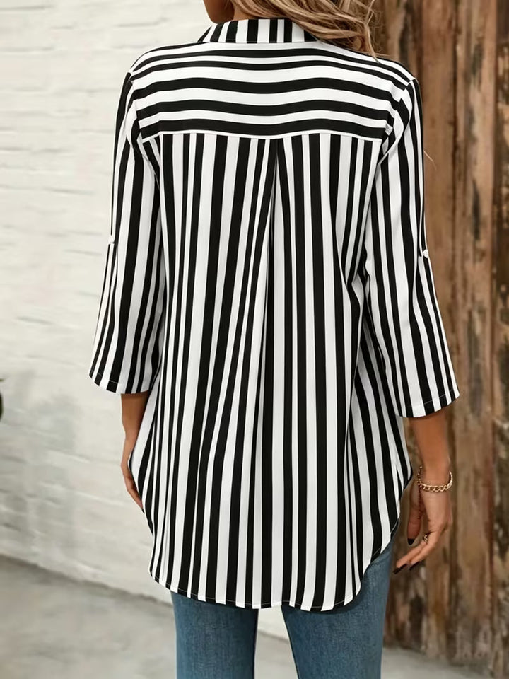 Elika - Top Ampio a Righe Con Scollo a V
