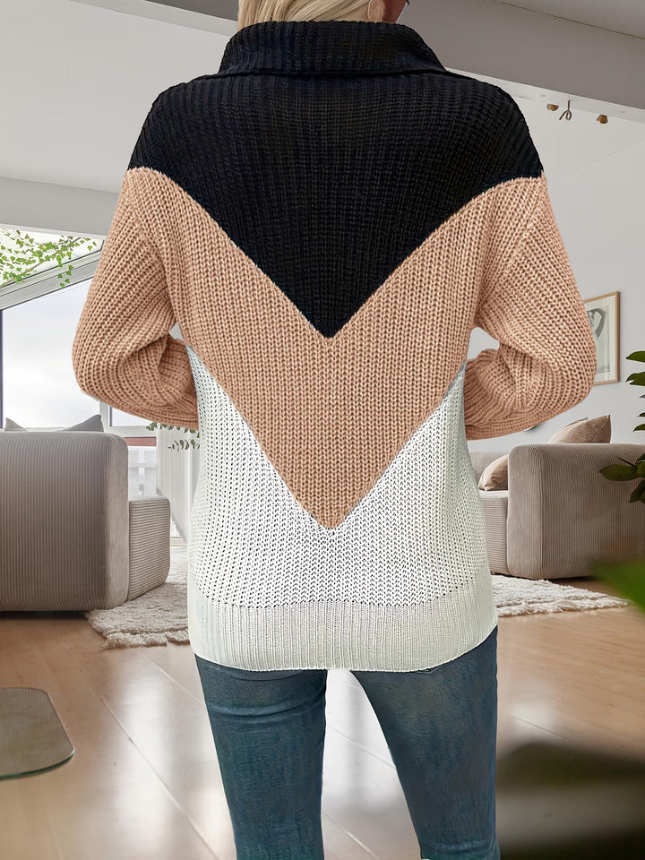 Fagina - Elegante Maglione Lavorato a Maglia Con Mezza ZIP