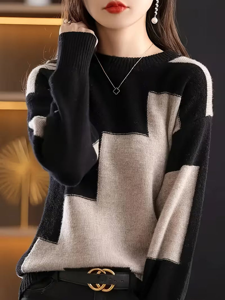 Marvelle - Maglione a Maniche Lunghe Con Collo Rotondo E Blocchi Di Colore