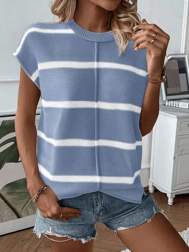 Enila - Maglione a Righe in Maglia Con Scollo Rotondo