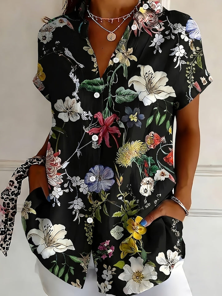 Nabilah - Top Casual a Maniche Corte Con Stampa Floreale