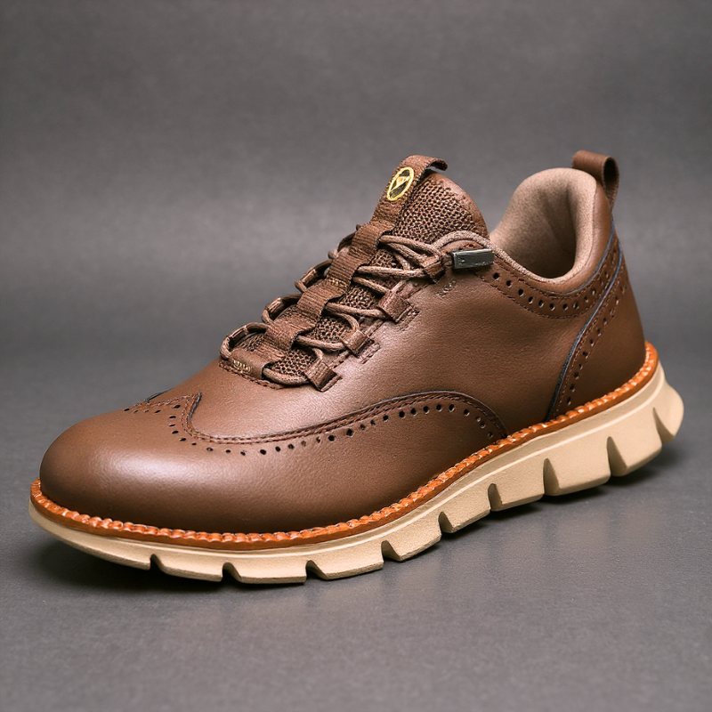 Heijnen - Scarpe da Ginnastica Brogue in Pelle Con Punta ad Ala