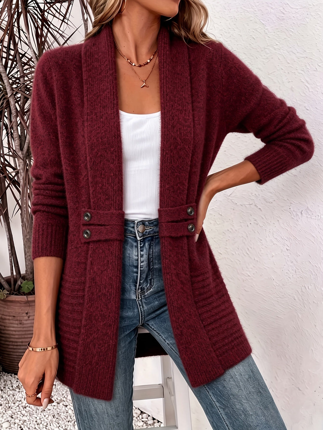 Linsey - Elegante Cardigan Con Apertura Frontale