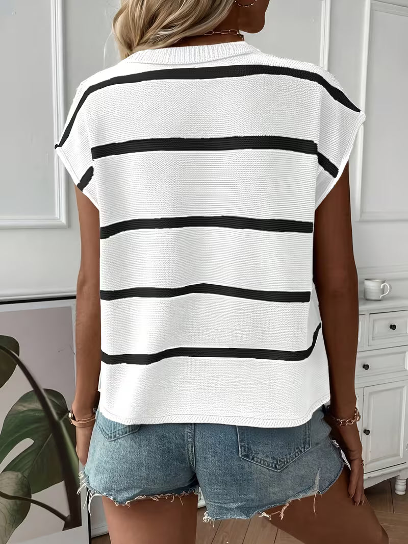 Enila - Maglione a Righe in Maglia Con Scollo Rotondo