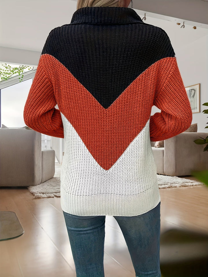 Fagina - Elegante Maglione Lavorato a Maglia Con Mezza ZIP