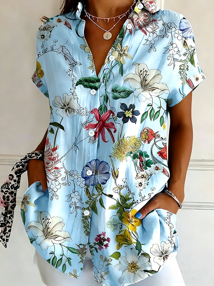 Nabilah - Top Casual a Maniche Corte Con Stampa Floreale
