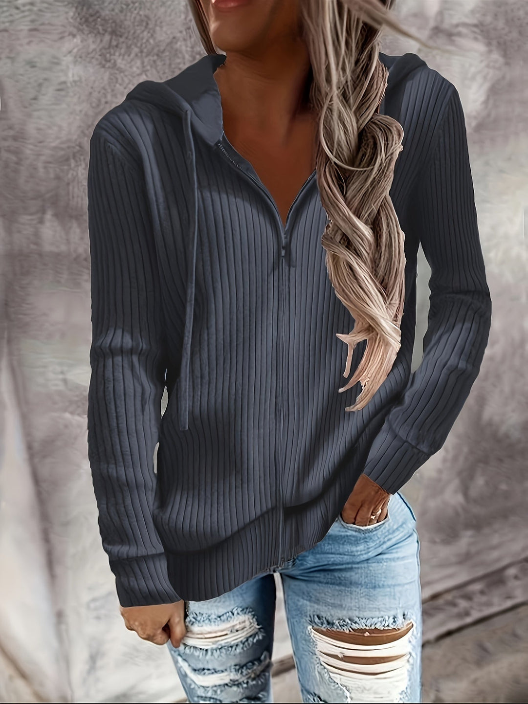 Bibigul - Cardigan Con Cappuccio a Maniche Lunghe Vestibilità Ampia E Lavorazione a Costine