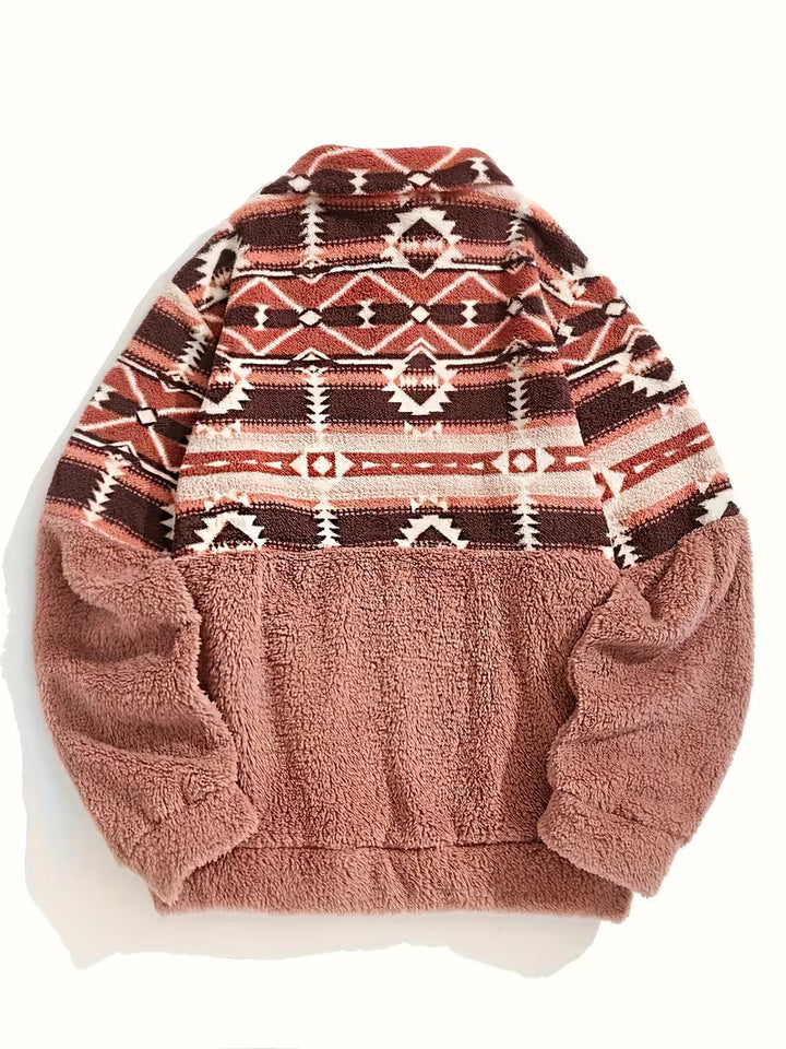 Limina - Felpa Teddy Con Motivo Geometrico E Mezza Zip