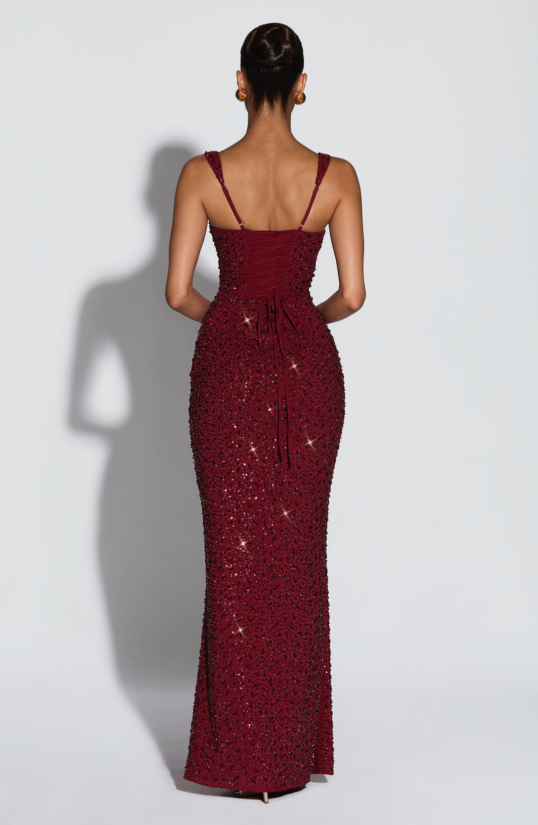 Rekina - Abito Lungo Con Scollo Quadrato e Paillettes