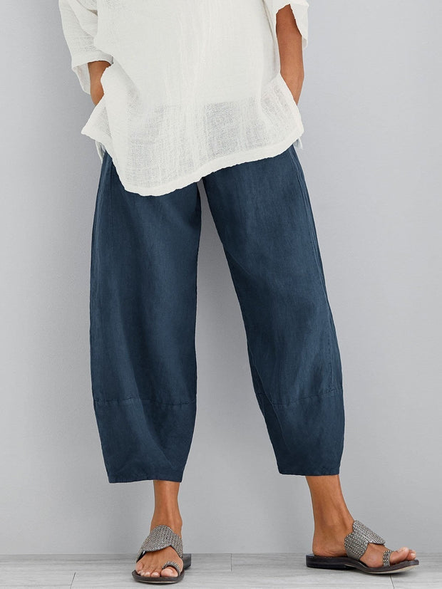 Taylah - Pantaloni in Lino Dalla Vestibilità Ampia