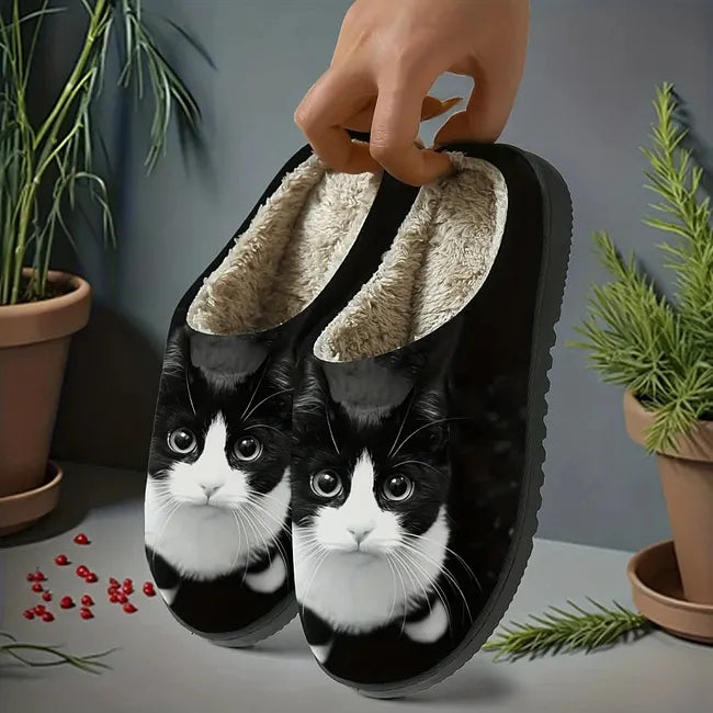 Miane - Eleganti Pantofole Con Stampa a Gatti