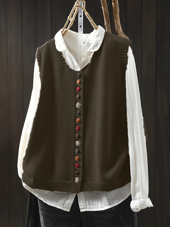 Toriana -  Gilet Lavorato a Maglia Senza Maniche