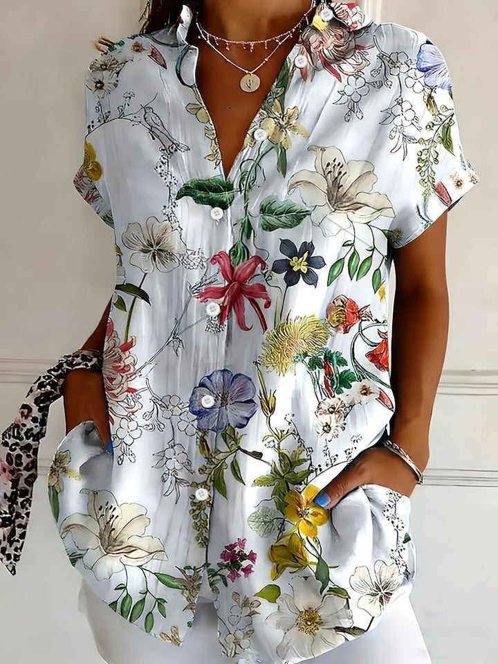 Nabilah - Top Casual a Maniche Corte Con Stampa Floreale