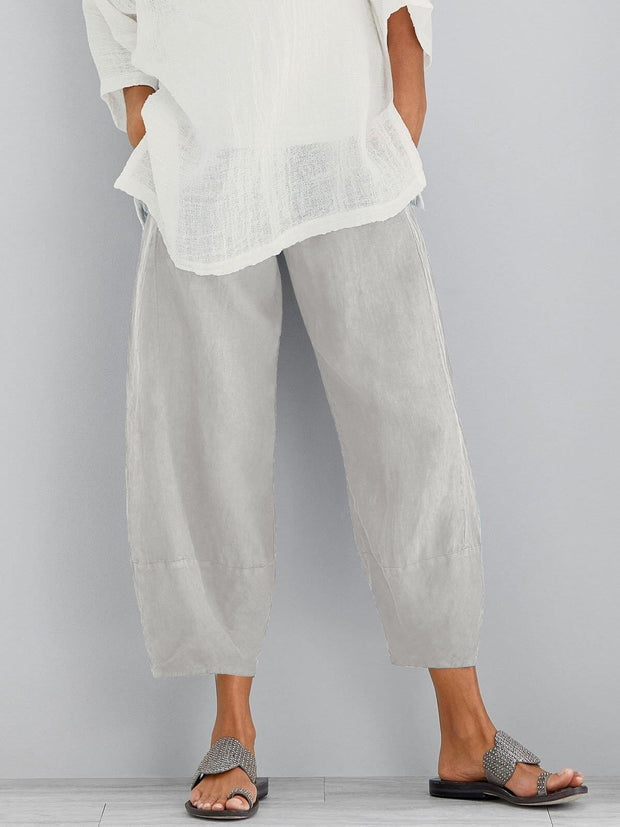Taylah - Pantaloni in Lino Dalla Vestibilità Ampia