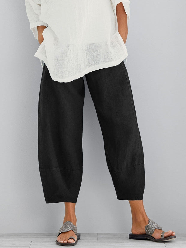 Taylah - Pantaloni in Lino Dalla Vestibilità Ampia