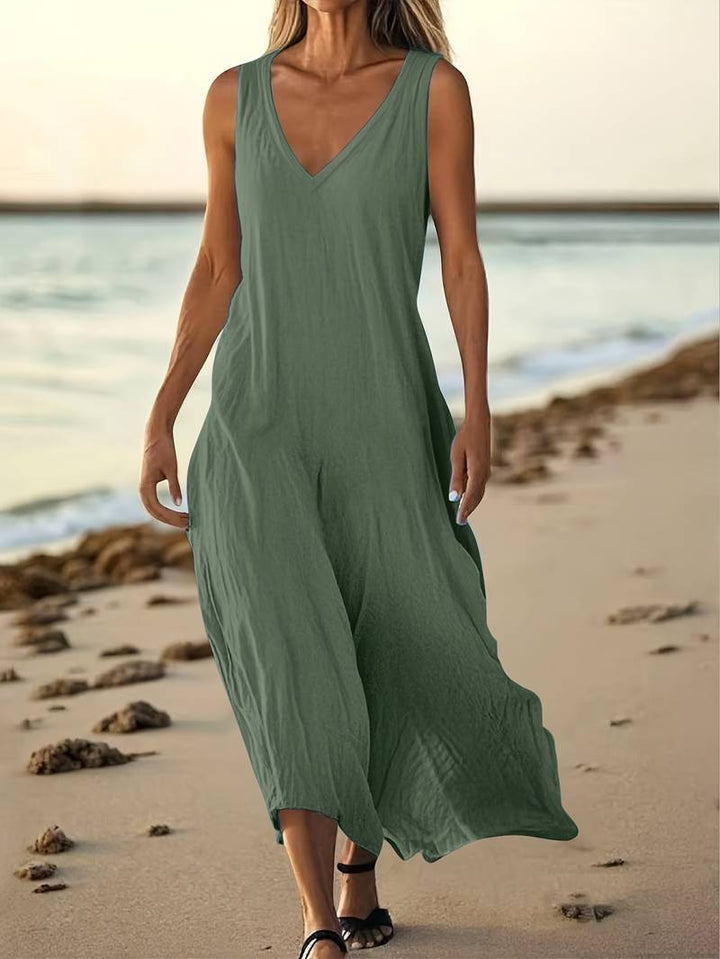 Brina - Elegante Abito Lungo Senza Maniche Con Scollo a V