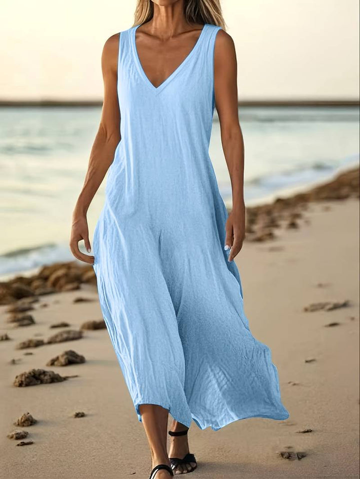 Brina - Elegante Abito Lungo Senza Maniche Con Scollo a V