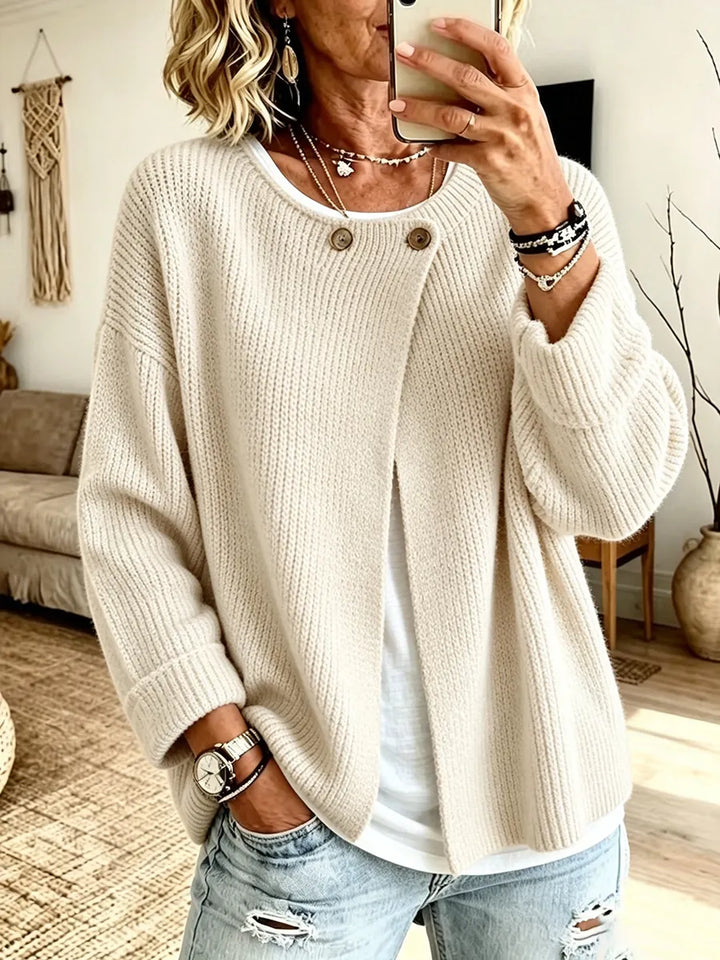 Peninah - Cardigan in Maglia a Coste Con Taglio Asimmetrico