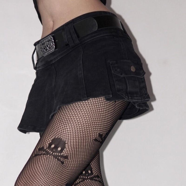 Linda - Minigonna in Denim Plissettata Con Cintura