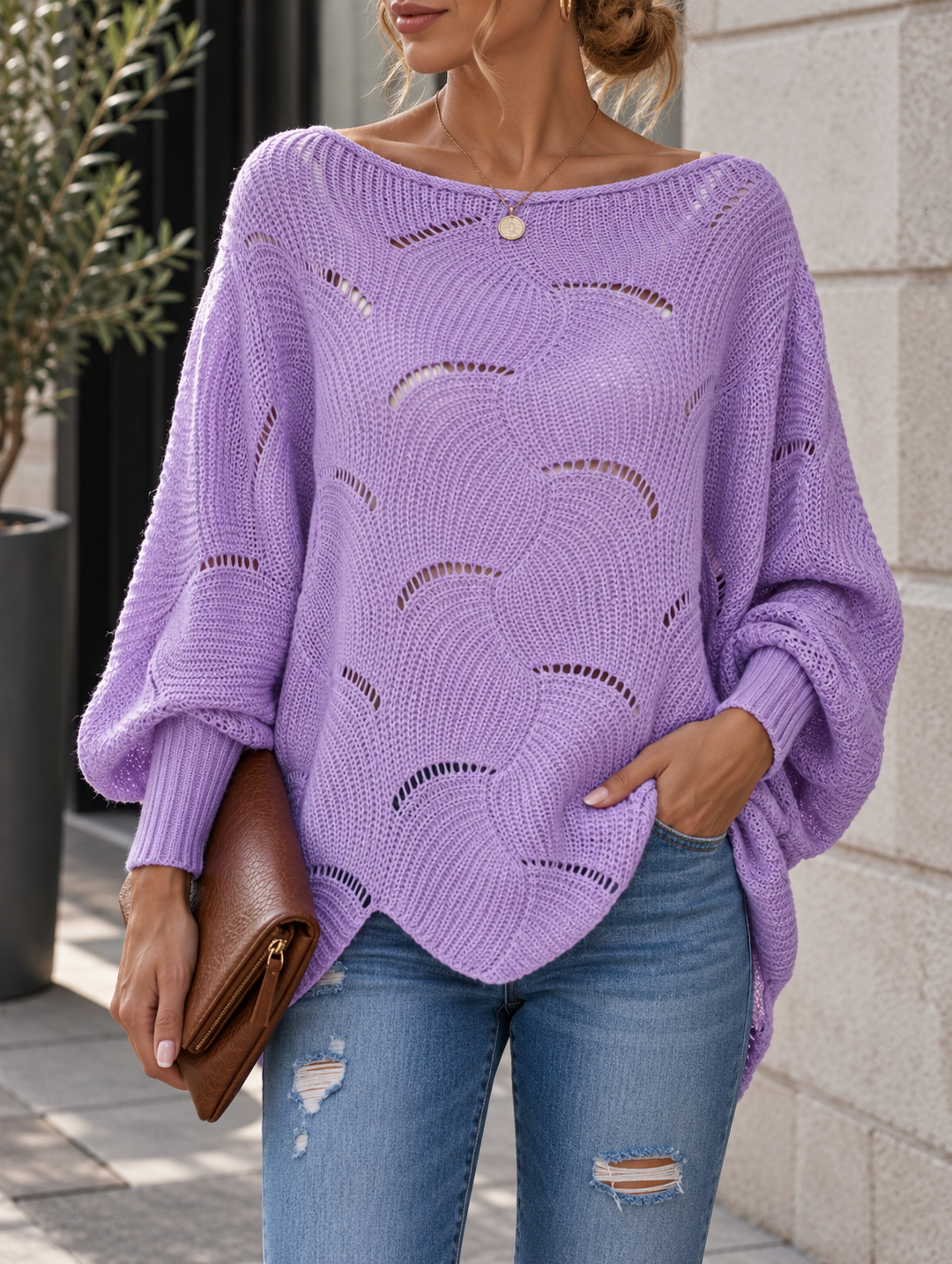 Zeyna - Maglione in Maglia a Maniche Lunghe