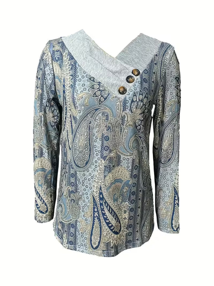 Vinja - Top Con Collo a Scialle E Stampa Paisley