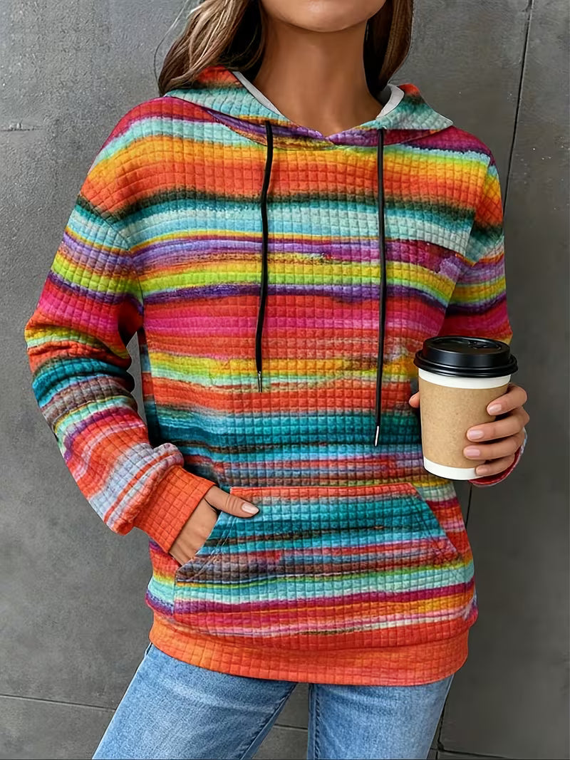Leoiza - Felpa Con Cappuccio Con Stampa Arcobaleno