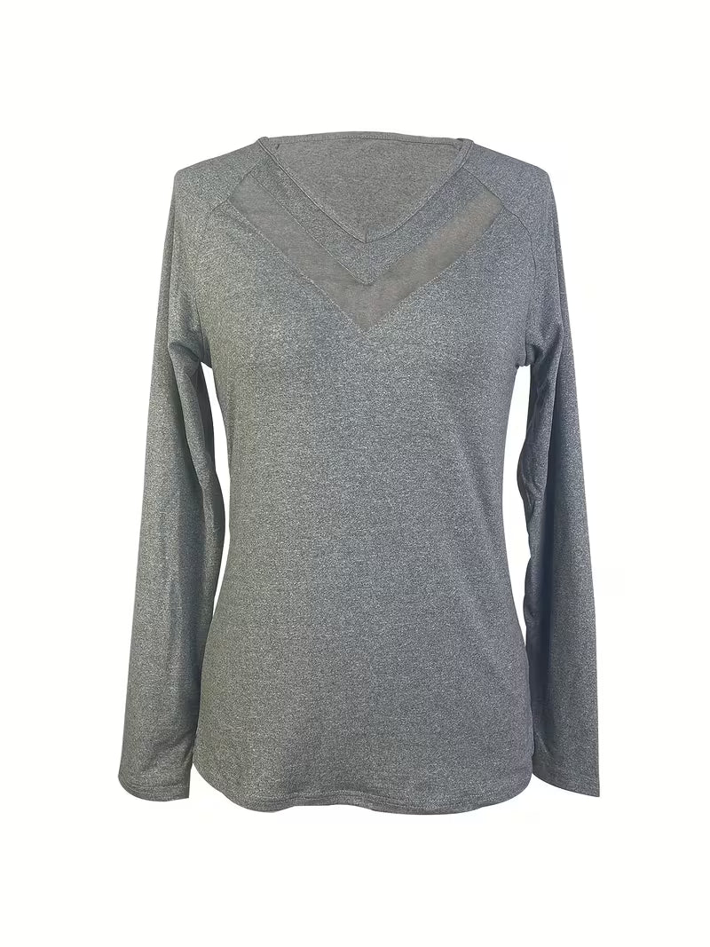 Mesha - Maglia a Maniche Lunghe Con Scollo a V E Inserti in Rete