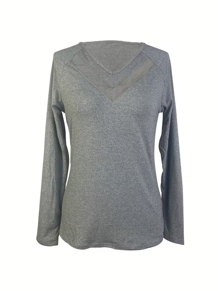 Mesha - Maglia a Maniche Lunghe Con Scollo a V E Inserti in Rete