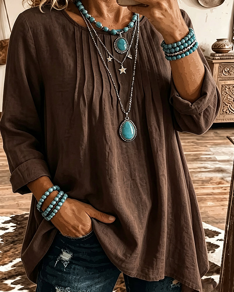 Taireen - Camicetta a Tunica Plissettata in Stile Boho