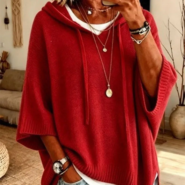 Kinala - Felpa con cappuccio oversize in maglia con cordoncino